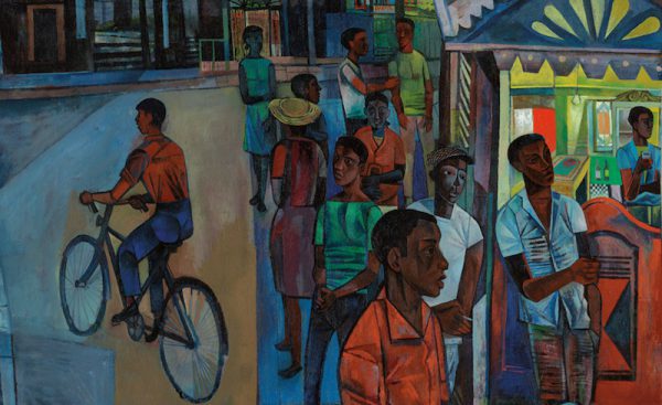 John Minton, Jamaican Village, 1951, oil on canvas, 152.4 x 362 cm, private collectio, Photograph © 2016 Christie's Images Limited/ Bridgeman Images © Royal College of Art