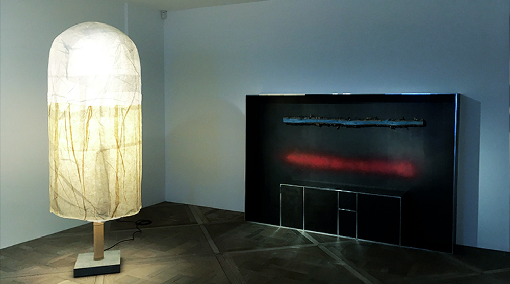 (left) “Japanese Rice Paper Lamp” and “Plank Cabinet 6” by Andrea Branzi and (right) a selection from “The graduate(s)” European Design Talent show / Photo © Courtesy of ZOLTAN+