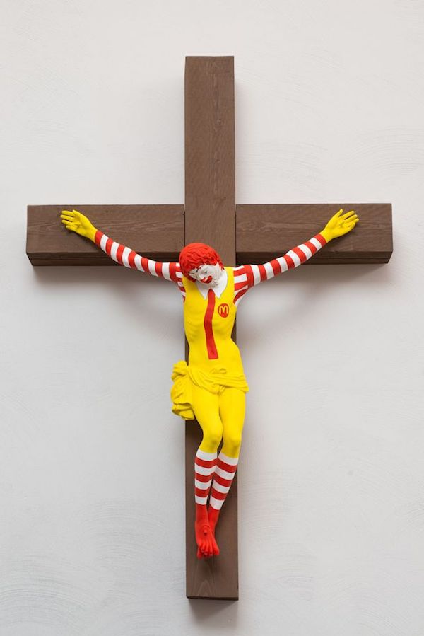 'McJesus' crucified Ronald Macdonald by Jani Leinonen.
