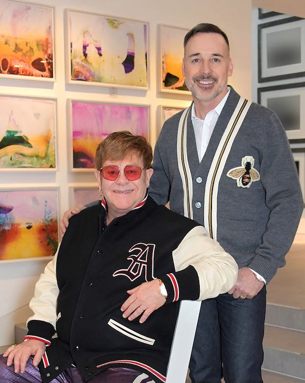 Sir Elton John and David Furnish at home in their art gallerySir Elton John and David Furnish at home in their art gallery
