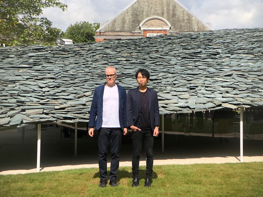 Junya Ishigami and the artistic director of the Serpentine Galleries Hans Ulrich Obrist.