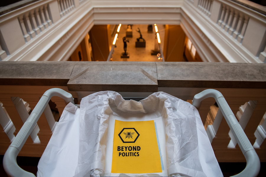 New Extinction Rebellion acquisitions go on display at the V&A. Photo by Chris J Ratcliffe Getty Images 