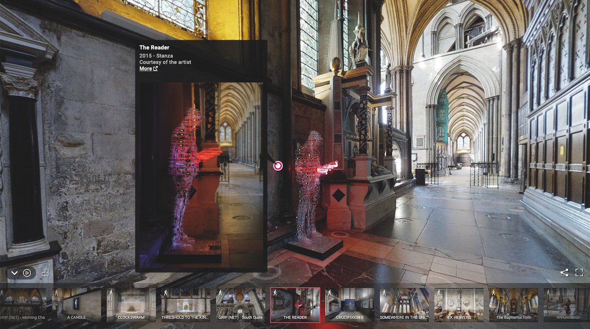 Salisbury Cathedral Virtual exhibition images from Patrick Price Heads above the Cloud - The Reader by Stanza 