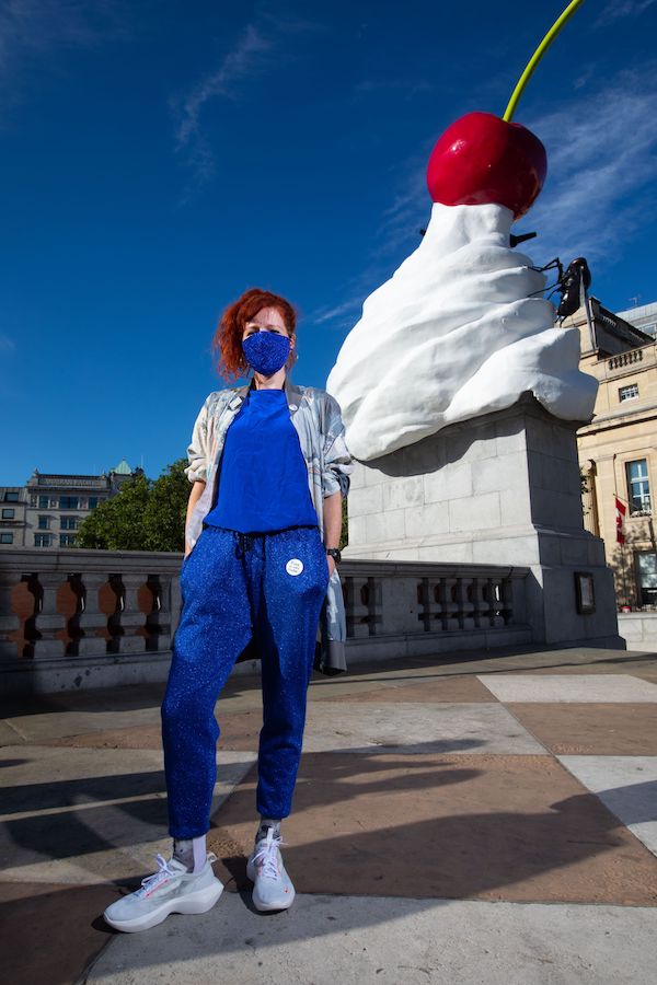 The artist Heather Phillipson quietly unveiled her fourth plinth commission in Trafalgar Square, yesterday with a lack of fanfare not seen before in past unveilings. 