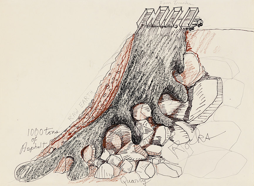Robert Smithson 1,000 Tons of Asphalt, 1969 Ink, pencil and crayon 17 3/4 x 23 7/8 in. (45.1 x 60.6 cm) (24220/M) ©Holt/Smithson Foundation, Licensed by VAGA at ARS, New York