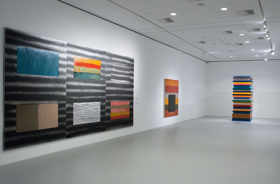 Installation view of the gallery titled “Uninsideout” at “Sean Scully: Passenger—A Retrospective”. Courtesy of the artist and the Museum of Fine Arts—Hungarian National Gallery, Budapest, Hungary. Photograph by Vince Soltész.