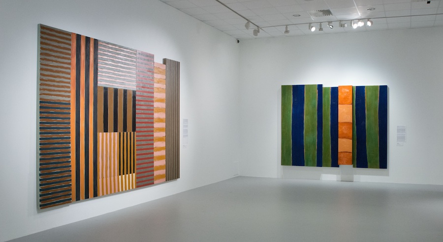 Installation view of the gallery titled “Hidden Narratives” at “Sean Scully: Passenger—A Retrospective”. Courtesy of the artist and the Museum of Fine Arts—Hungarian National Gallery, Budapest, Hungary. Photograph by Vince Soltész.