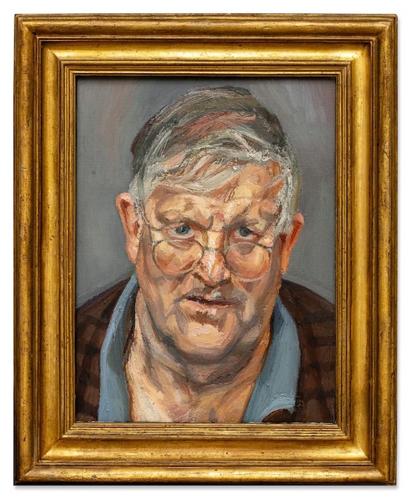A portrait by the English figurative painter Lucian Freud depicting his friend David Hockney 