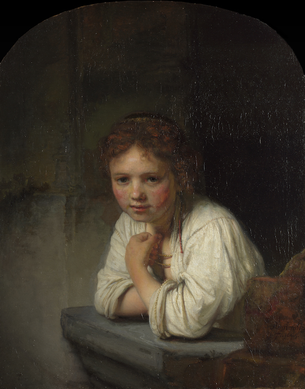 Rembrandt Harmensz van Rijn,Girl at a Window, 1645, oil on canvas, 81.8 x 66.2 cm,DPG163. Dulwich Picture Gallery, London