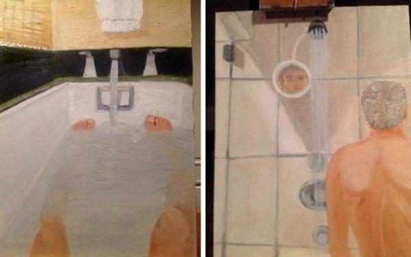 George Bush in the bath painting