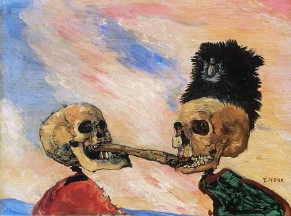 James Ensor Skulls fighting over a pickled herring