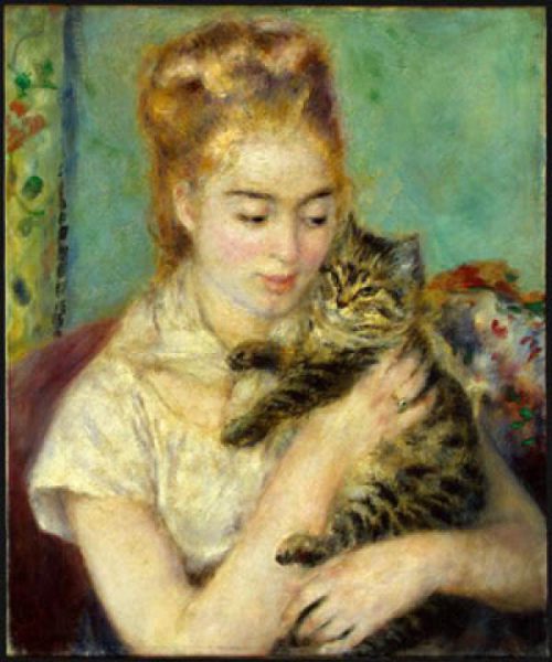 Renoir woman with a cat