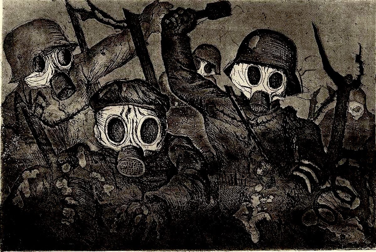Otto Dix, Sturmtruppe geht unter Gas vor, 1924