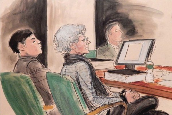 A courtroom sketch of Ann Freedman Elizabeth Williams
