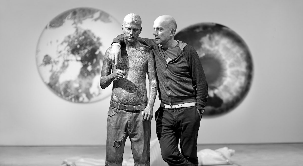 Marc Quinn with Maquette of Zombie Boy Sculpture