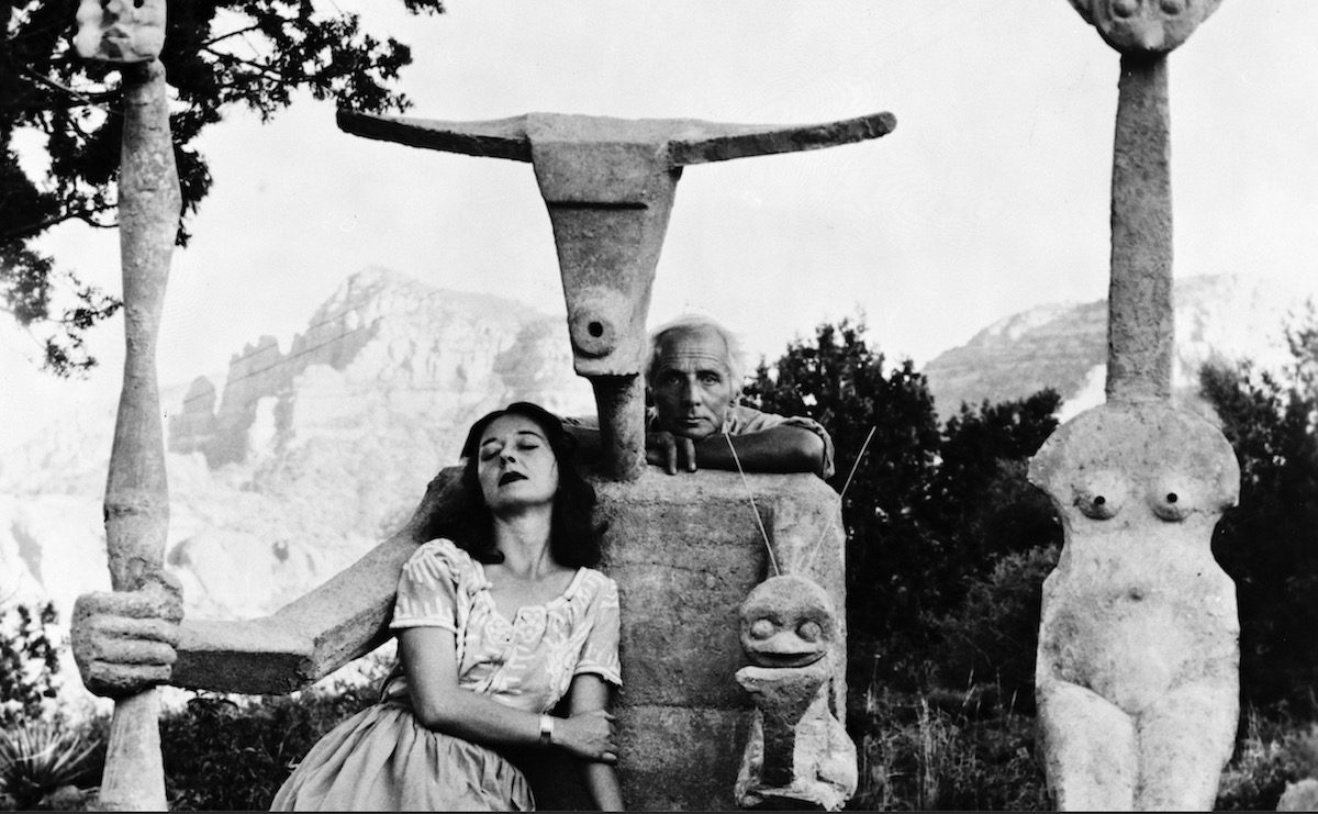 Dorothea Tanning and Max Ernst with his sculpture, Capricorn, 1947 © John Kasnetsis