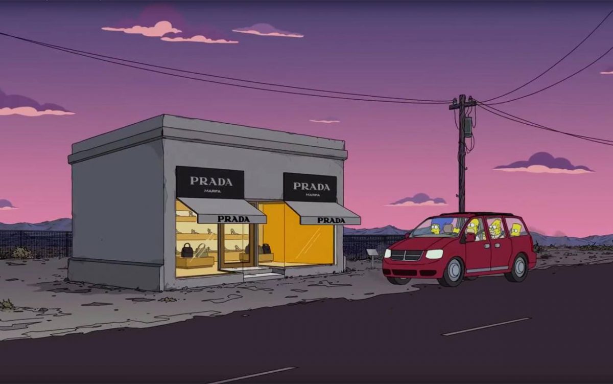 The ever-timely Elmgreen & Dragset have been honoured with a cameo appearence of the “Prada Marfa” Shop installation on an episode of The Simpsons.