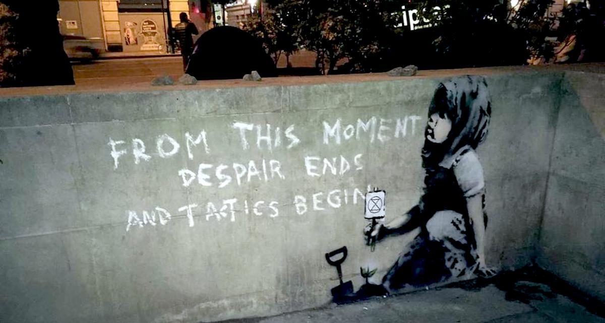 Banksy Creates New London Artwork Supporting Extinction Rebellion