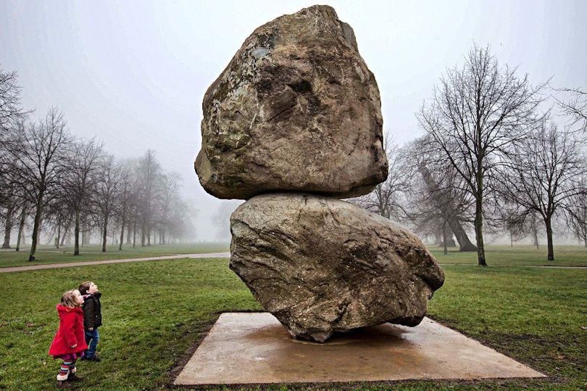 Fischli/Weiss, Rock on Top of Another Rock, 2013-2014, Kensington Gardens. Commissioned by the Serpentine Gallery, co-curated by Modus Operandi with the Serpentine Gallery.