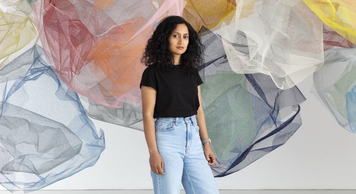 Rana Begum with mesh cloud No.1048, 2020 (all images: Angus Mill photography)
