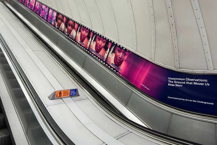 Rhea Storr, 'Uncommon Observations: The Ground that Moves Us', 2022. Heathrow Terminal 4 station. Commissioned by Art on the Underground. Courtesy of the artist. Photo: Thierry Bal