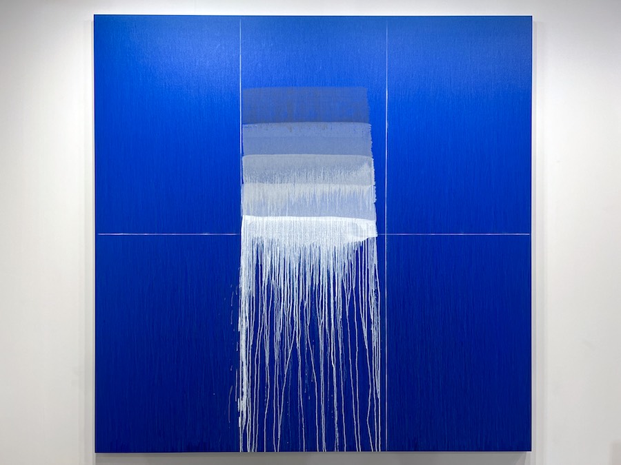 Pat Steir, Large Blue Painting, 2022 Oil on canvas, 108 x 108 inches, 274.3 x 274.3 cm Hauser & Wirth