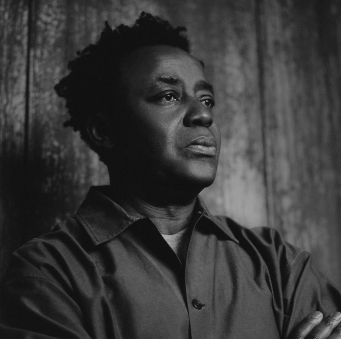 Portrait of John Akomfrah. Photographer: Christian Cassiel © John Akomfrah; Courtesy Lisson Gallery