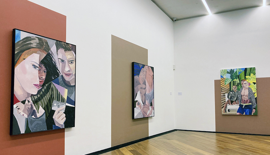 David Lock has unveiled his latest exhibition, "In-between Us," at the Firstsite in Colchester. This solo show features a distinctive blend of Lock's existing works and new paintings