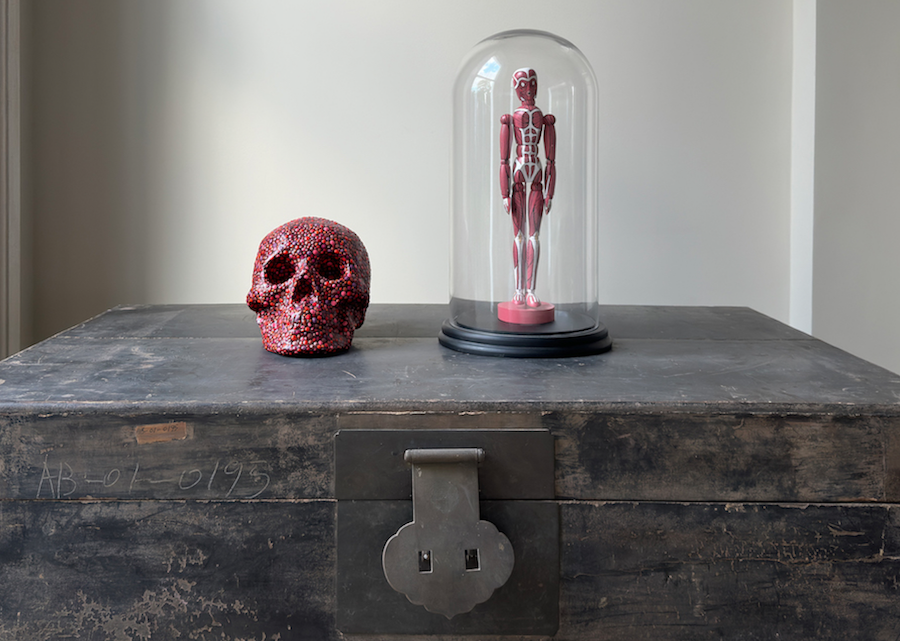 Link to HR: spi, Chen Fei, (Left) Because God Loves Me Series, Acrylic on Plastic Skull