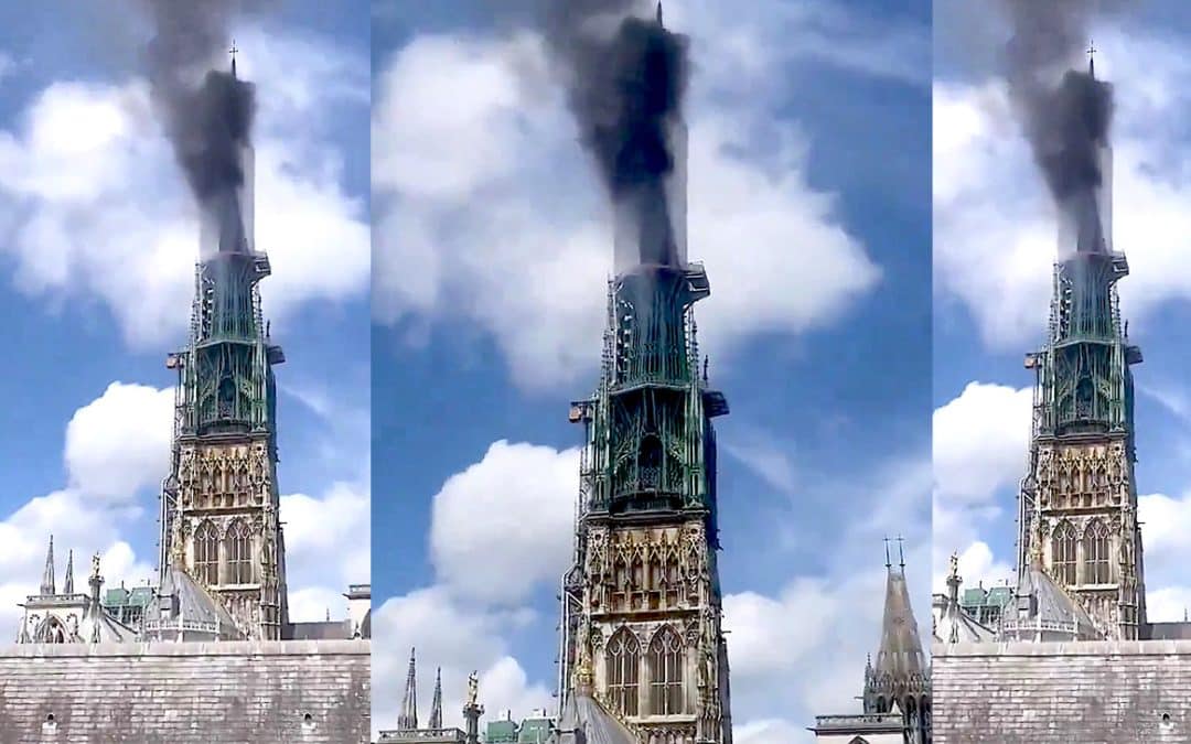 Rouen Cathedral Suffers Significant Fire Engulfing The Spire