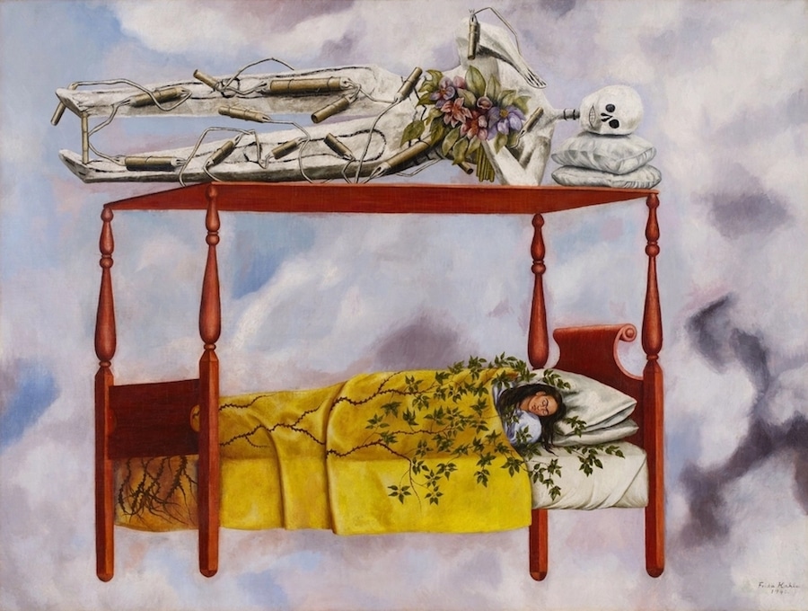 Frida Kahlo, as she tends to do. El sueño (La cama), su hermosa 1940 self-portrait—cama, canapé, un bedfellow esquelético que flota sobre—ignitó una larga, ligeramente combativa subasta.