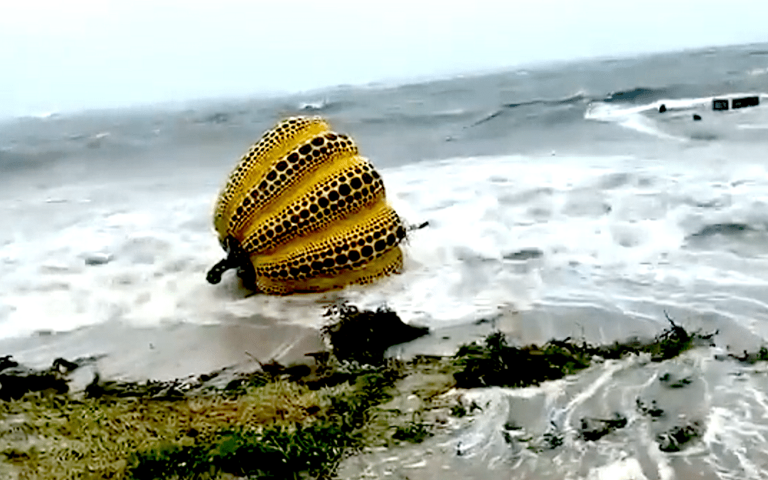 Watch A $3m Kusama Pumpkin Wash Out To Sea In Typhoon