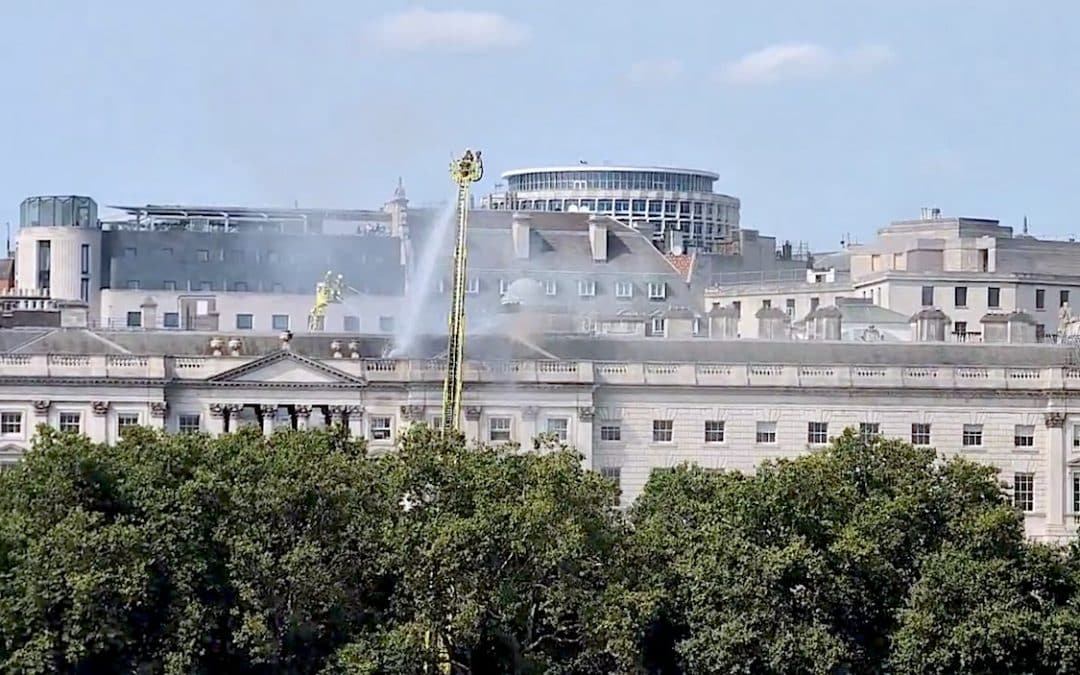 Firefighters Battle Blaze At Somerset House In Central London