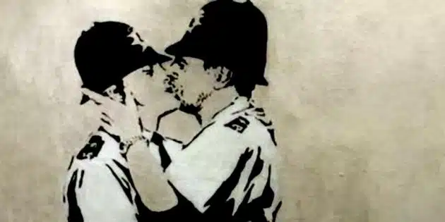 Banksy's Iconic Kissing Coppers Wall Art Sold At Miami Auction