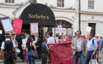 Champagne Swillers Jostled By Sotheby’s Protesters With No Cigar For Bacon Pope