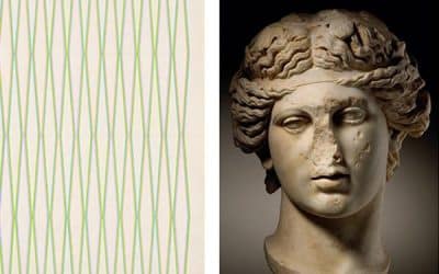 Bridget Riley Juxtaposed With Portrait Sculpture At Frieze Masters