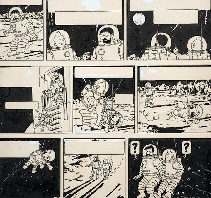 Record £1.33m For Tintin Explorers On The Moon Drawing By Herge