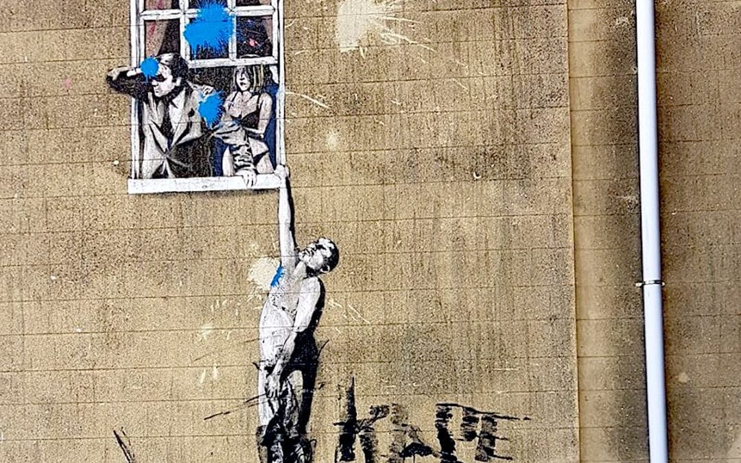 Banksy’s Earliest Bristol Mural ‘Well Hung Lover’ Vandalised