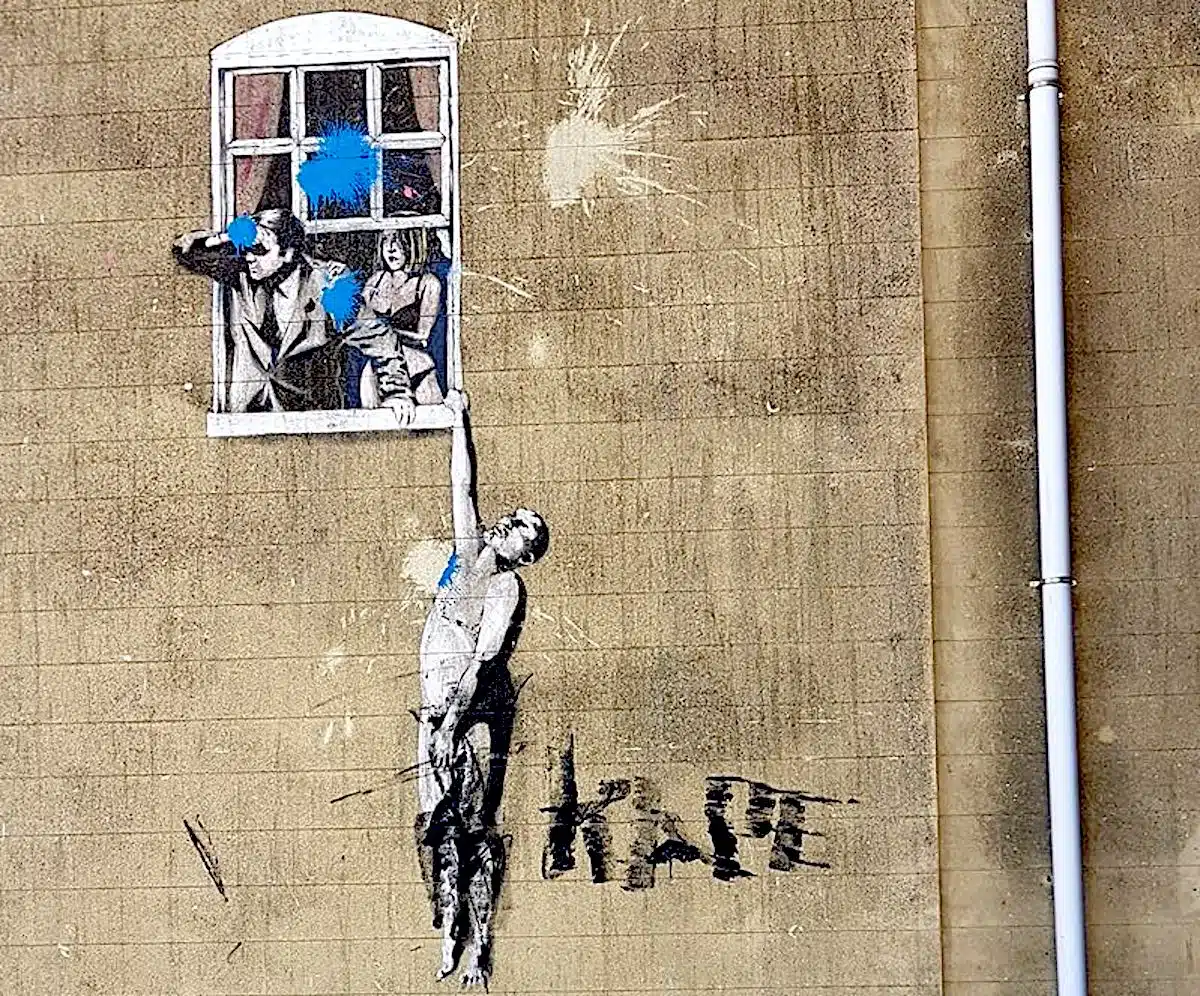 Banksy's Earliest Bristol Mural 'Well Hung Lover' Vandalised - Artlyst