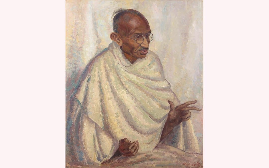 Rare Mahatma Gandhi Portrait Painted From Life by Clare Leighton Auctioned 