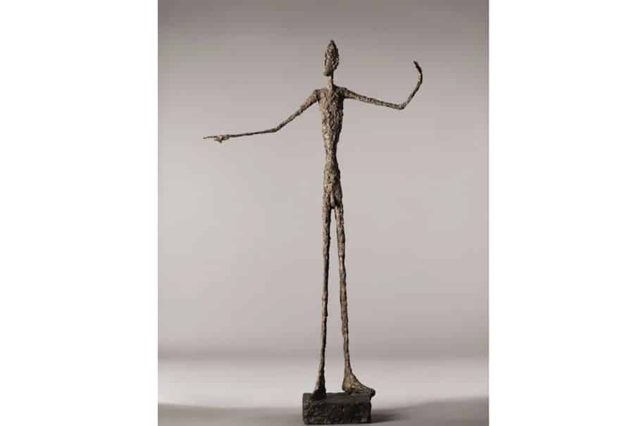 Alberto Giacometti sculpture 'Pointing Man' sells for record ... The most expensive Alberto Giacometti artwork is "L'homme au doigt" (Pointing Man), a bronze sculpture from 1947, which sold for a record-breaking $141.3 million at Christie's in May 2015, making it the most expensive sculpture ever sold at auction at that time.