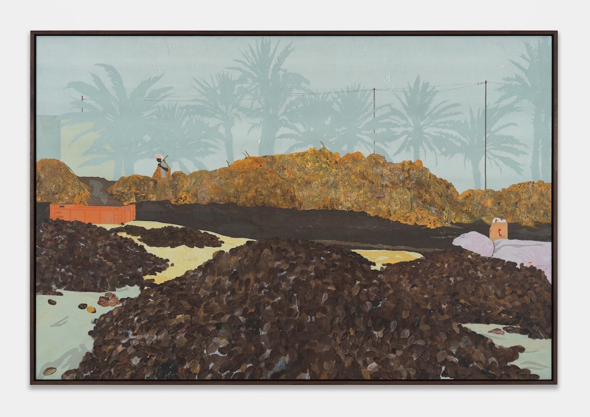 Hugo McCloud, assorted values, 2025, oil paint and single use plastic mounted on panel 62 × 92 × 21/4 inches (157.5 x 233.7 × 5.7 cm), © Hugo McCloud Courtesy the artist and Sean Kelly, New York