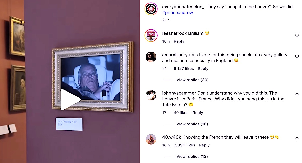 Former Prince Andrew Arrest Photograph Hung In The Louvre By Activists  