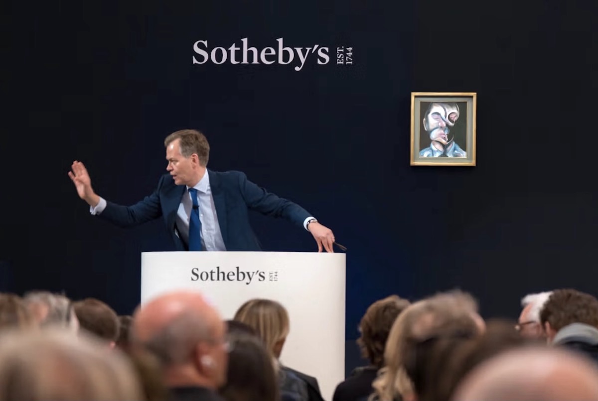 Oliver Barker selling Francis Bacon's 1972 Self Portrait at Sotheby's Modern and contemporary evening sale on 4 March in London Courtesy of Sotheby's