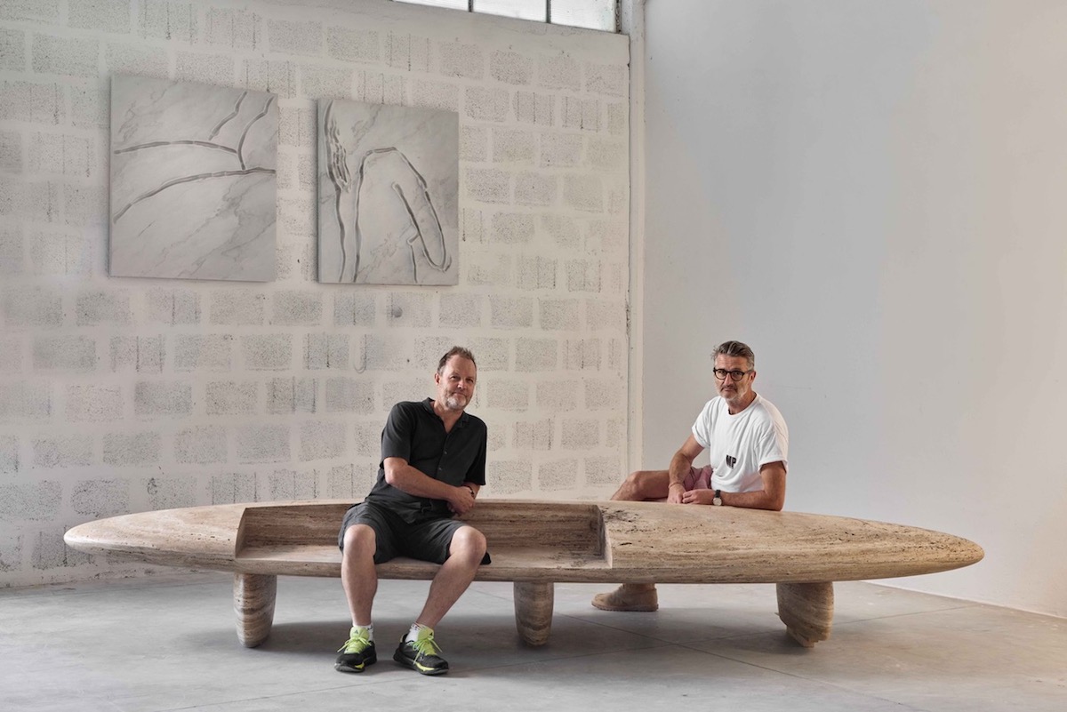 Travertine Boulder Benches