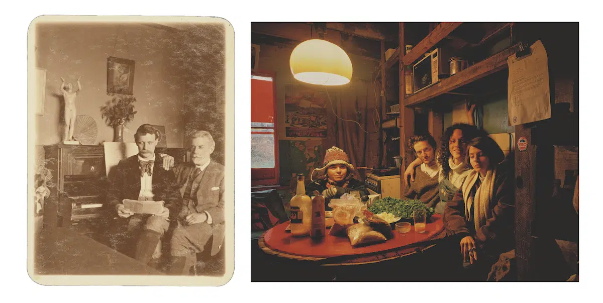 From left – right: Photograph of Edward Carpenter and his partner George Merrill, c.1900 (1). Digital image provided by The John Rylands Research Institute and Library, The University of Manchester’; The Ghetto, 43 Kitchen, 1993, Tom Hunter.
