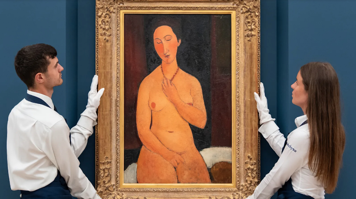 Nu assis au collier, by Amedeo Modigliani (1917-18).Rayan Bamhayan, Courtesy Sotheby’s