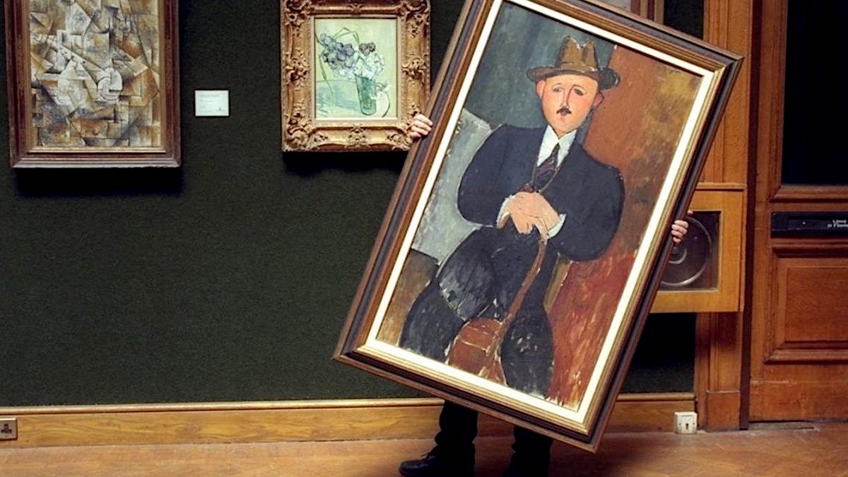 Top Photo: Amedeo Modigliani'sModigliani's Seated Man With a Cane (1918)Photo: Brian Smith