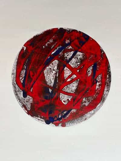 Hasan Yiğit, Transfer VIII, monotype on paper, exhibited in TRACE, TRANSFER & TRANSFORM, London, 2026. 