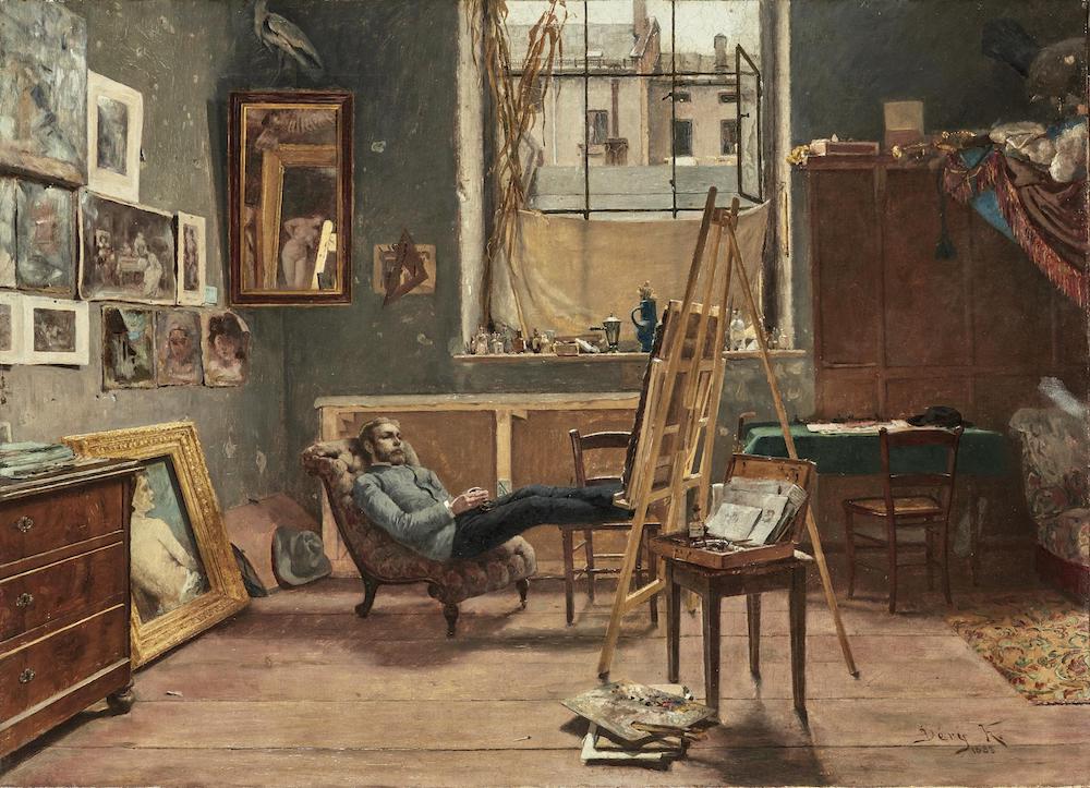 Walter Greaves, Whistler in his studio painting the portrait of his mother, c. 1910s. Katrin Bellinger Collection, London.